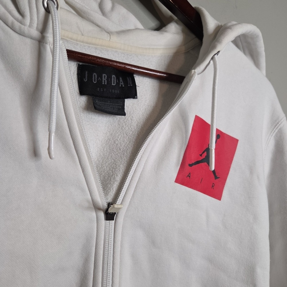Jordan Air Basketball Full Zip Hoodie Mens Small White Graphic Do You Know